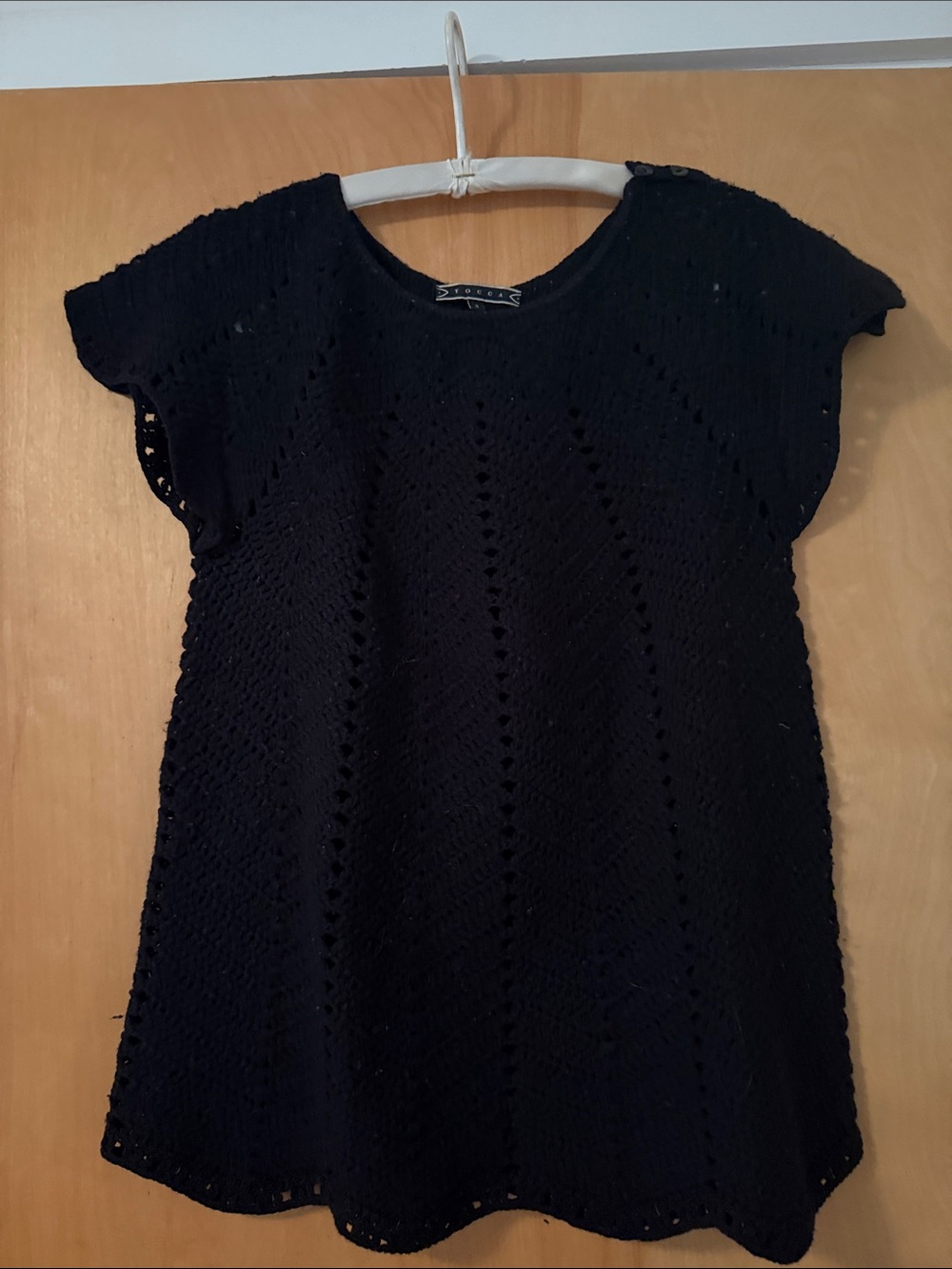 Tocca Black Crochet Mini Dress